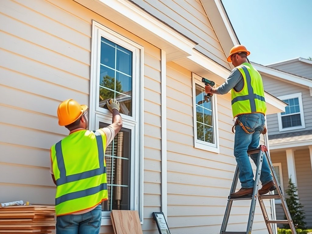 Professional siding installation services on a newly built residential home.